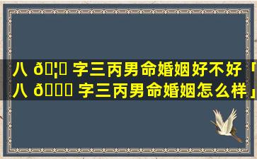 八 🦋 字三丙男命婚姻好不好「八 🐅 字三丙男命婚姻怎么样」